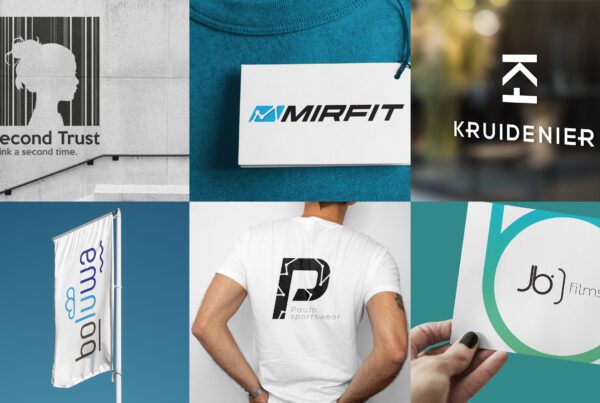 Showcase of multiple different logo design mockups