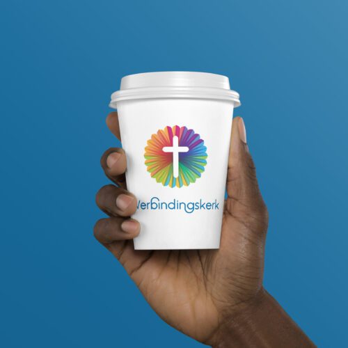 Branded coffee cup with logo print for a church.