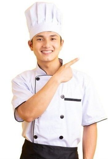 Chef Pointing at the Text on the right